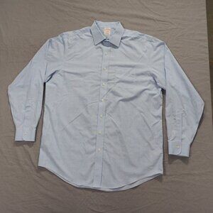 Brooks Brothers Shirt Mens 17-37 Blue Check 1818 Madison Business Casual Office